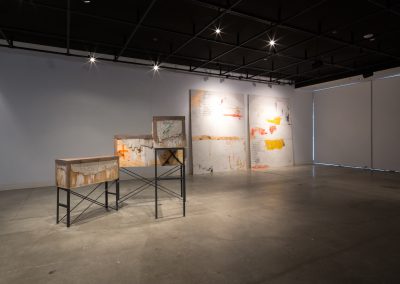 Installation view of Susanne Torres's Master of Fine Arts Exhibition, "Wastelands". Art Department, Art Lofts Gallery, University of Wisconsin-Madison.