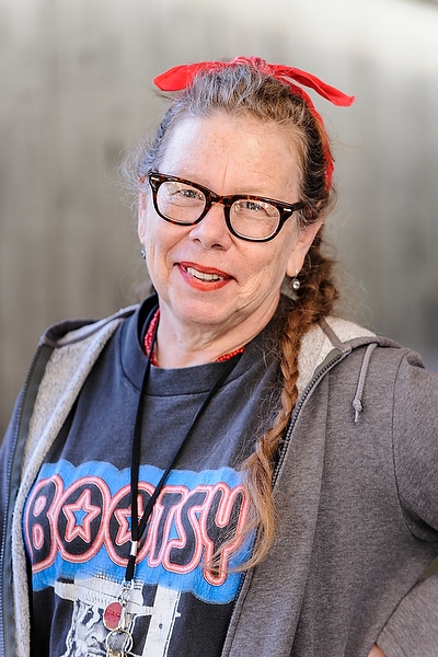 Cartoonist and author Lynda Barry, a member of UW-Madison's faculty, is pictured during a break from teaching her Making Comics class at the Mosse Humanities Building at the University of Wisconsin-Madison. Barry, associate professor of interdisciplinary creativity and a Discovery Fellow, also leads an interdisciplinary Image Lab on campus to explore the biological function of the arts.
