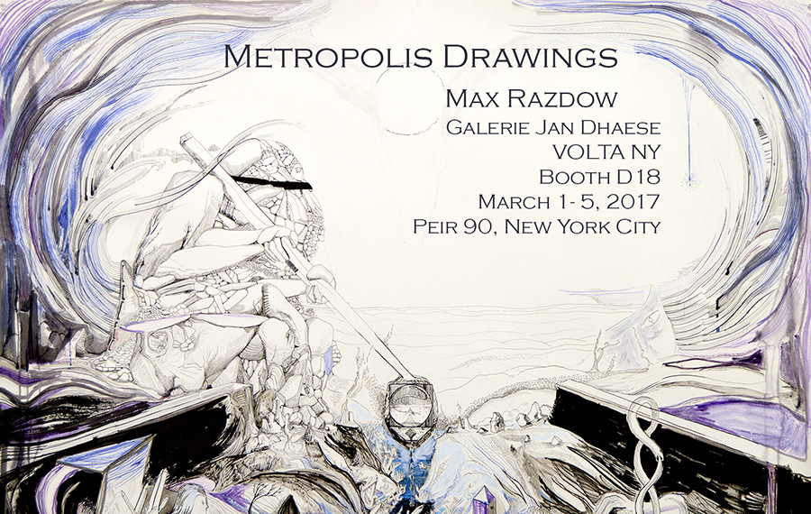 Metropolis Drawings by Max Razdow, BSA '01 exhibit promo