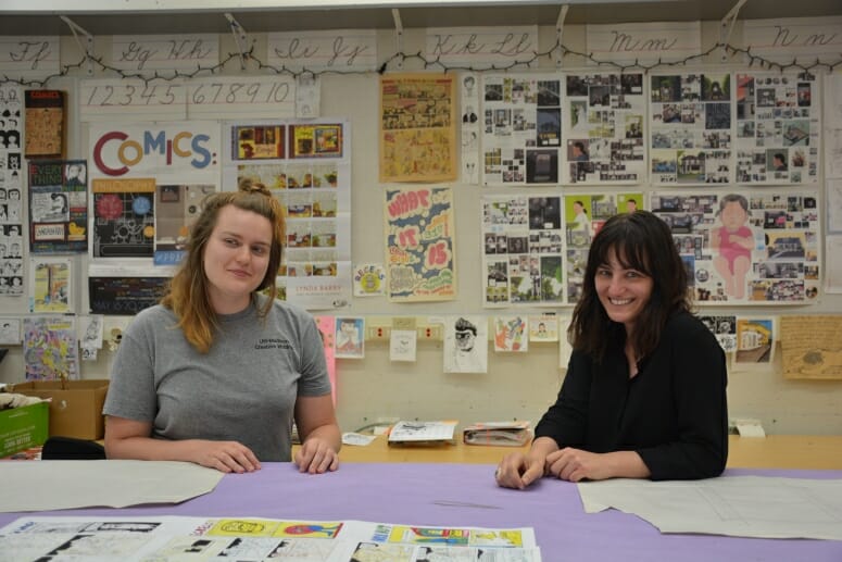 Madeline Court (left) and Emily Shetler (right) are students in the summer term Making Comics course.