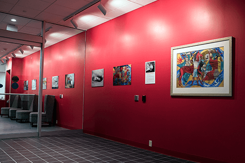 Art by James Watrous is displayed at the Learning Commons entrance. PHOTO: PAUL L. NEWBY II
