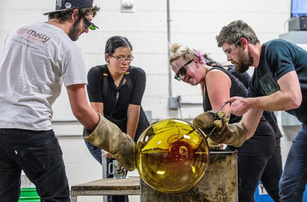 Fall Research Competition funding has allowed an art professor to buy materials for her studio, ship her work to exhibitions, and have a graduate student project assistant with the necessary experience to assist her in the hot shop.