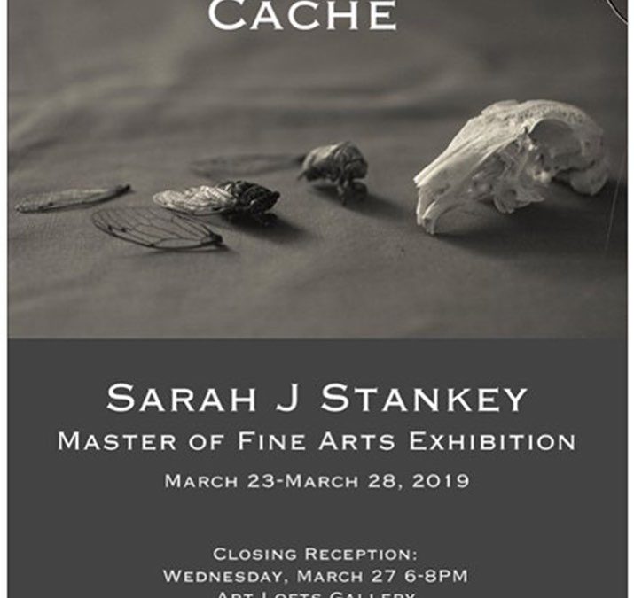 Poster for Cache MFA exhibit by Sarah J Stankey
