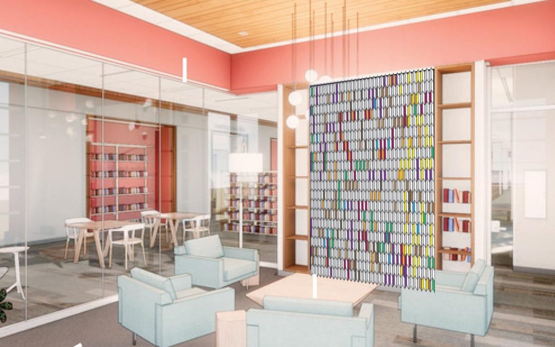 This design by pARTS Collaboration: Caleb Weisnicht and Robin Good is among three finalists for an interior art piece at the new Pinney Library.
