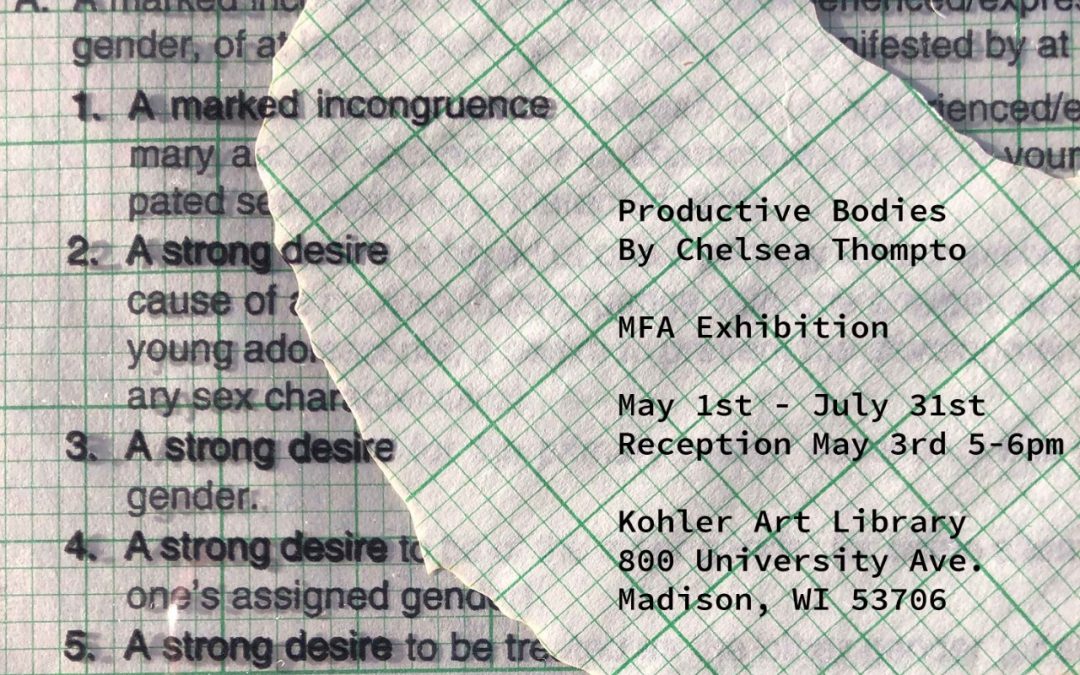 Poster for Productive Bodies MFA Exhibition by Chelsea Thompto
