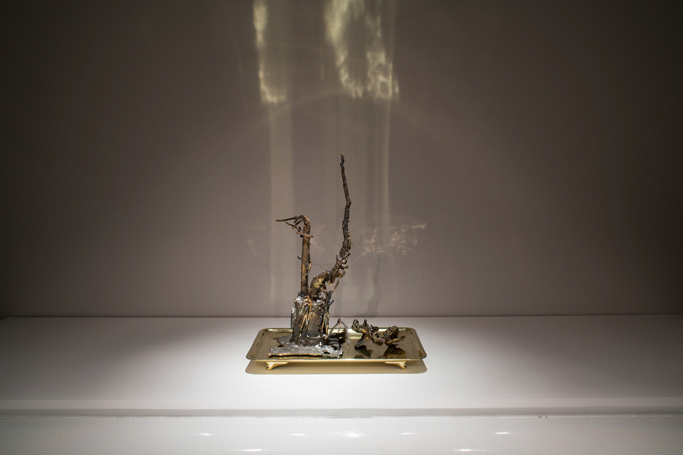 “Prop and Probe,” 2018-2019, Brass, bronze. Metalsmithing art from Chloe Darke's Master of Fine Arts exhibition Secrete, Augment, Testify at the Chazen Museum of Art, University of Wisconsin-Madison. Photography by Kyle Herrera.