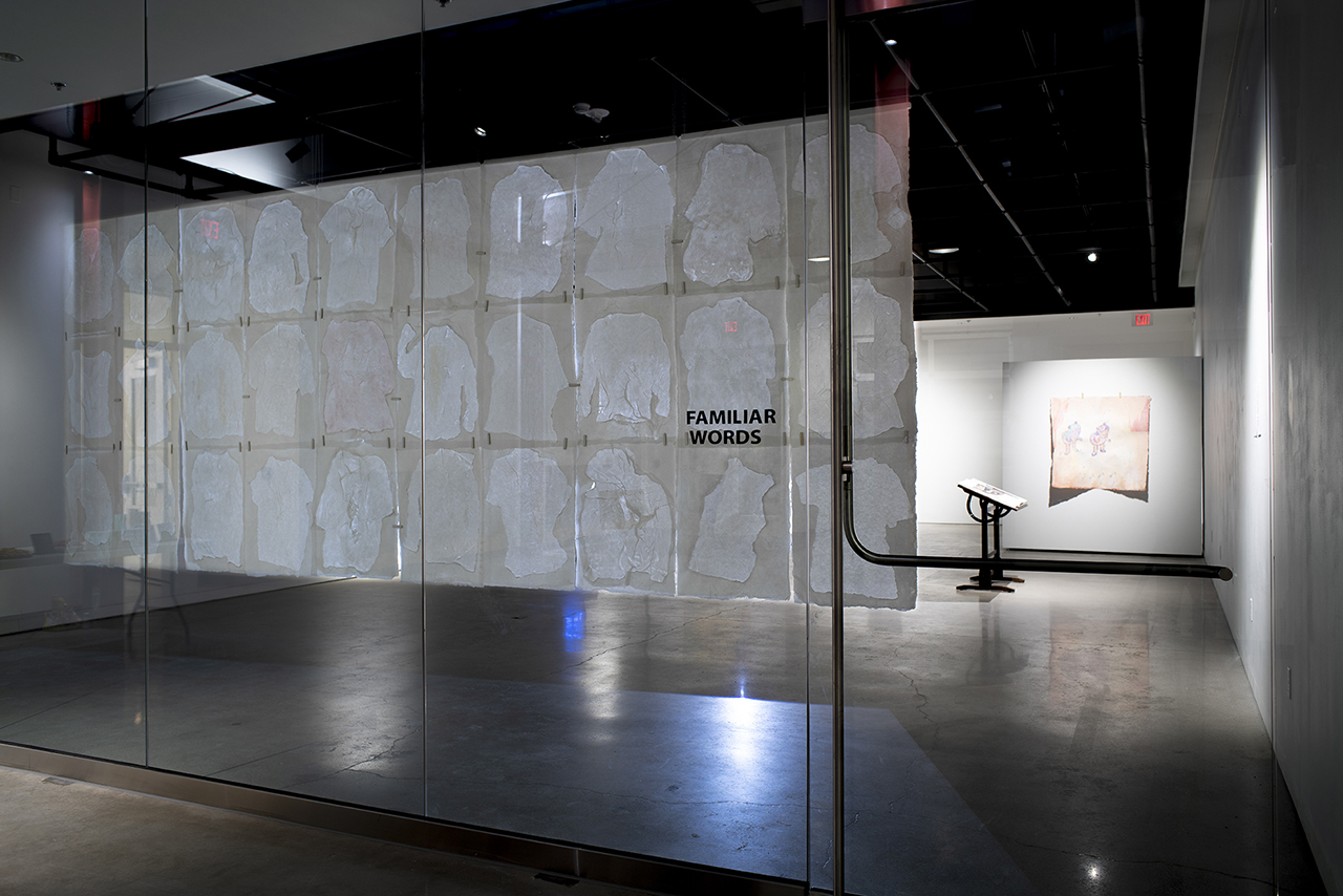 Installation view of Familiar Words Between Good and Bad Master of Fine Arts Exhibition by Kayla Story
