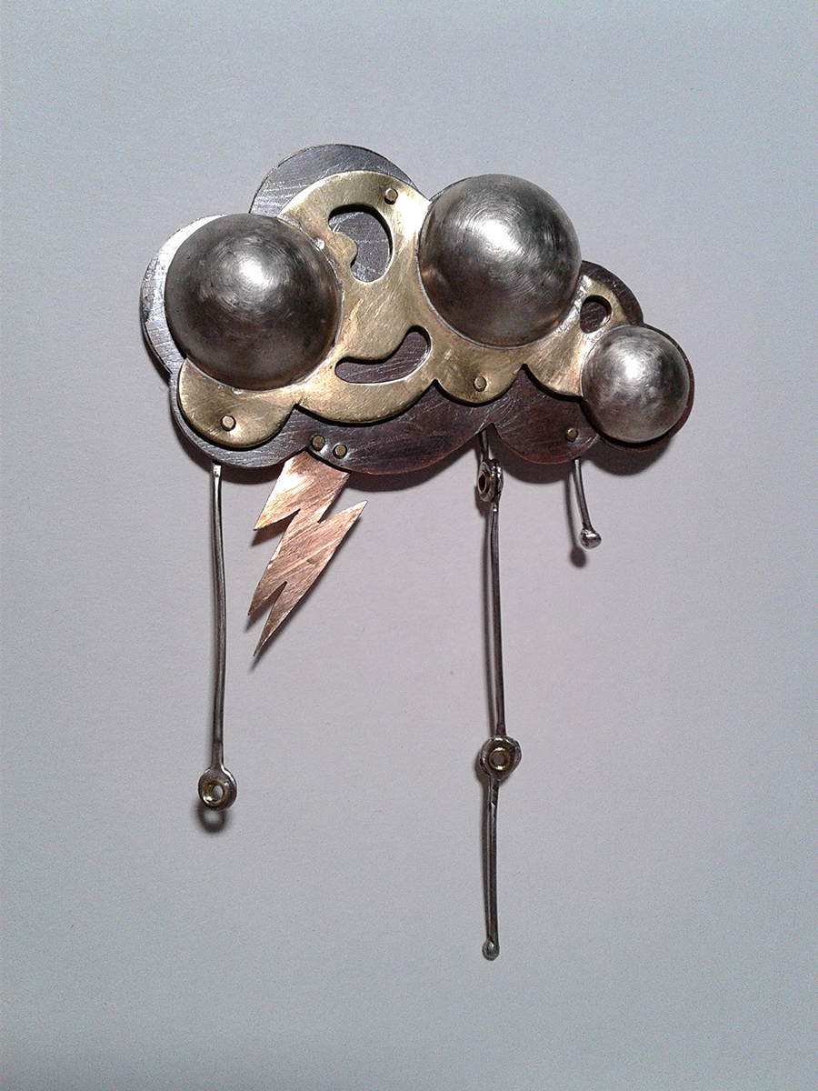 Storm Cloud, copper, brass, nickel, and newgold art metal piece