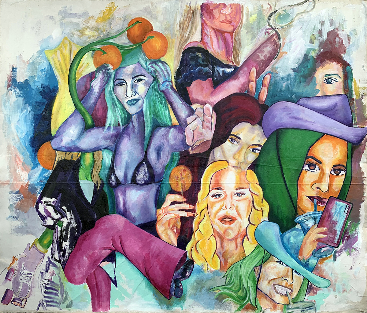 Party, acrylic on canvas painting by Mia Boulukos.