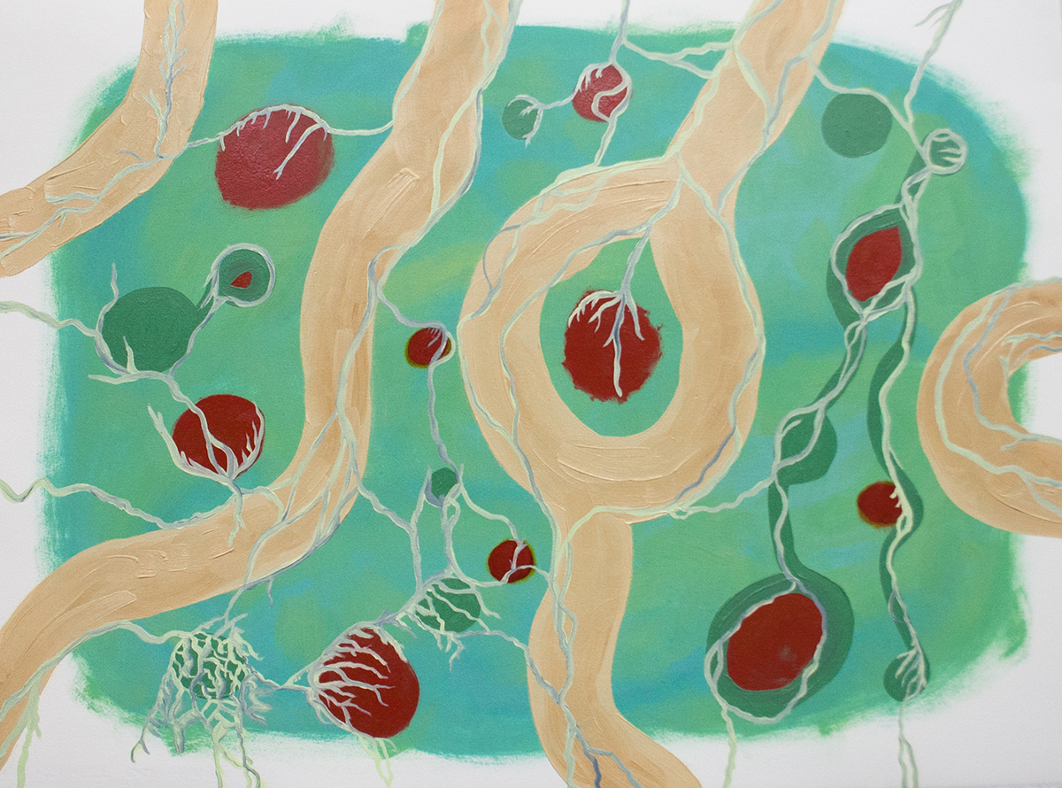 Connective Tissue, oil on Arches paper painting by Lia Vellardita.