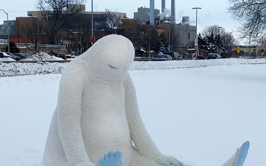 Sad Yeti art installation sculpture by Actual Size Artworks. Photography by Teresa Audet.