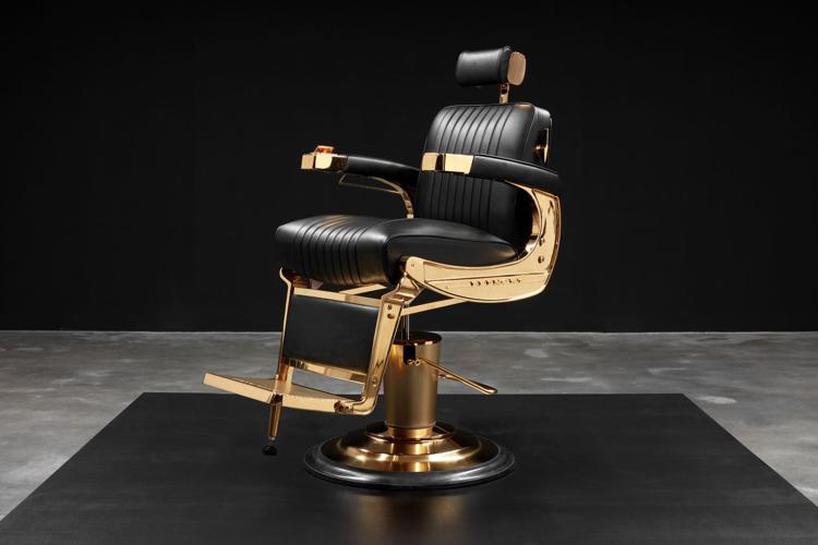 UW-Madison art professor Faisal Abdu'Allah created the gilded "The Barber's Chair" while remembering his childhood visits to a barber named Mr. Wright in London.