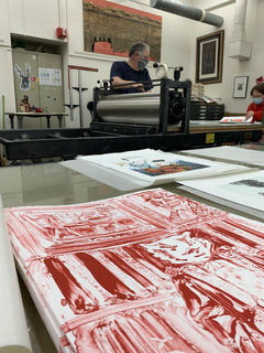 Rubin (upper right), with Bucky Badger lithographic print