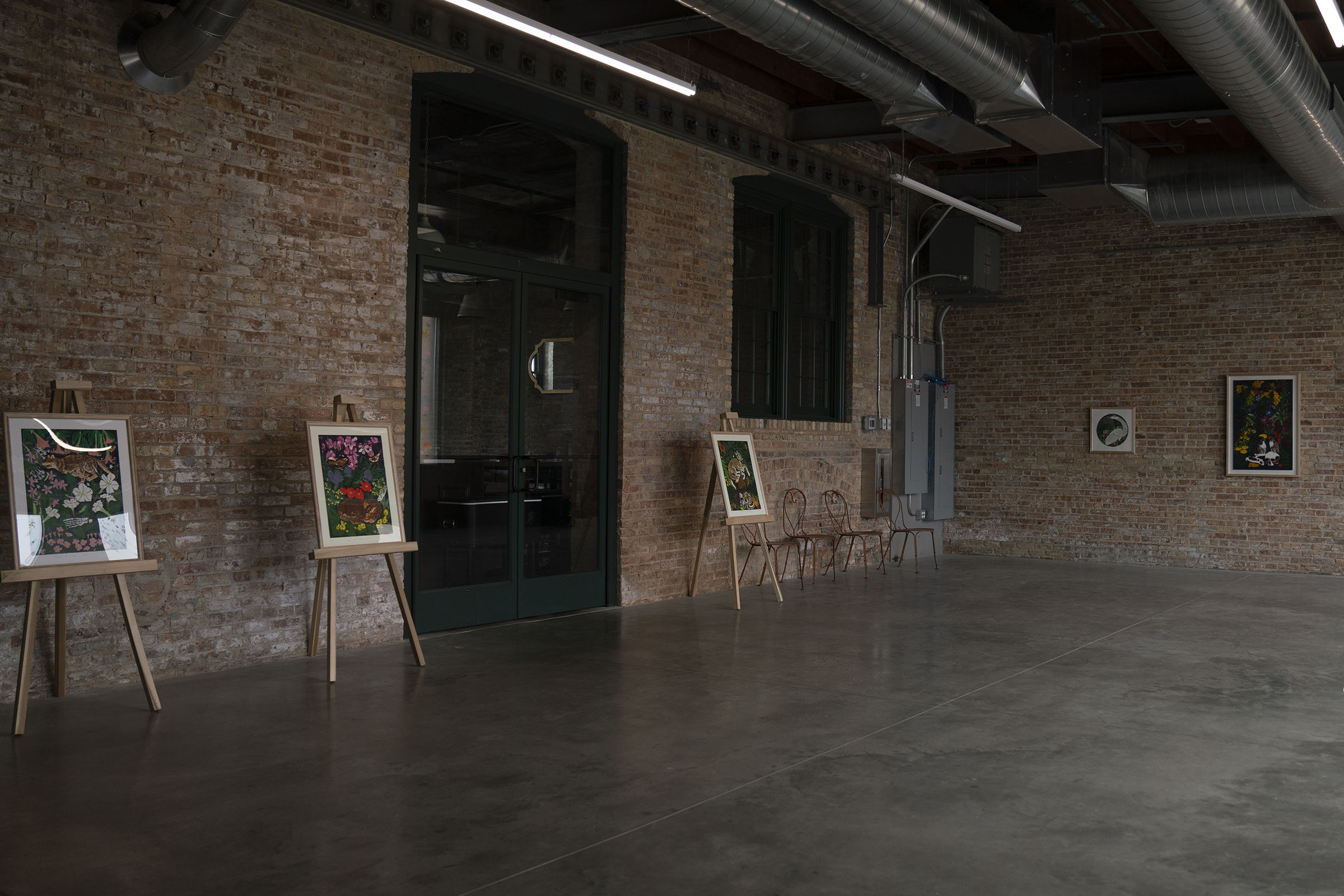 Installation view of MAGIC IS ALIVE, DOG IS AFOOT Master of Fine Arts Exhibition by Lesley Anne Numbers at Garver Feed Mill.