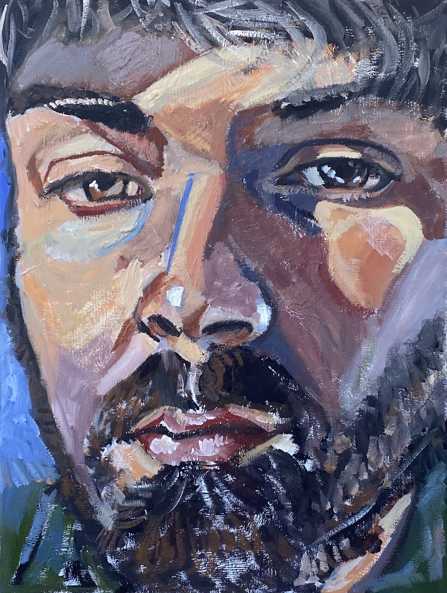 Self Portrait (January) oil and acrylic painting on canvas by Chris Zak.