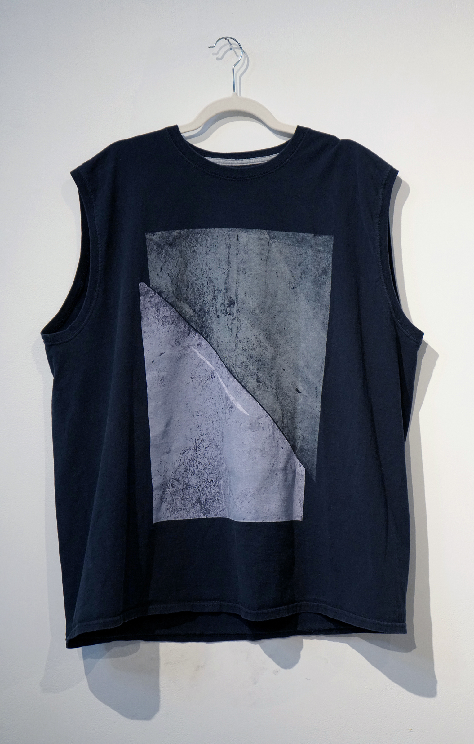 Shirt 2, screenprint on upcycled clothing by Rachel Carboni.