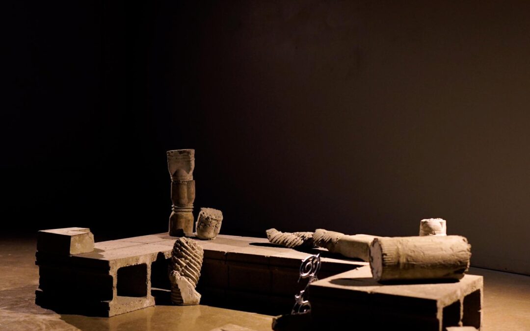 Corpus I, concrete, stainless steel. April 14, 2025. Photo courtesy of Chazen Museum of Art