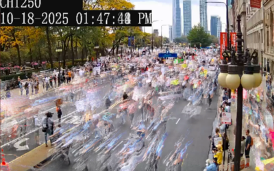 Surveillance footage of protests reworked into installation on policing, injury by Adam Schrader