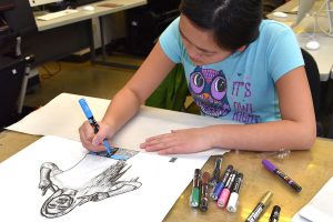 Student drawing during FauHaus workshop