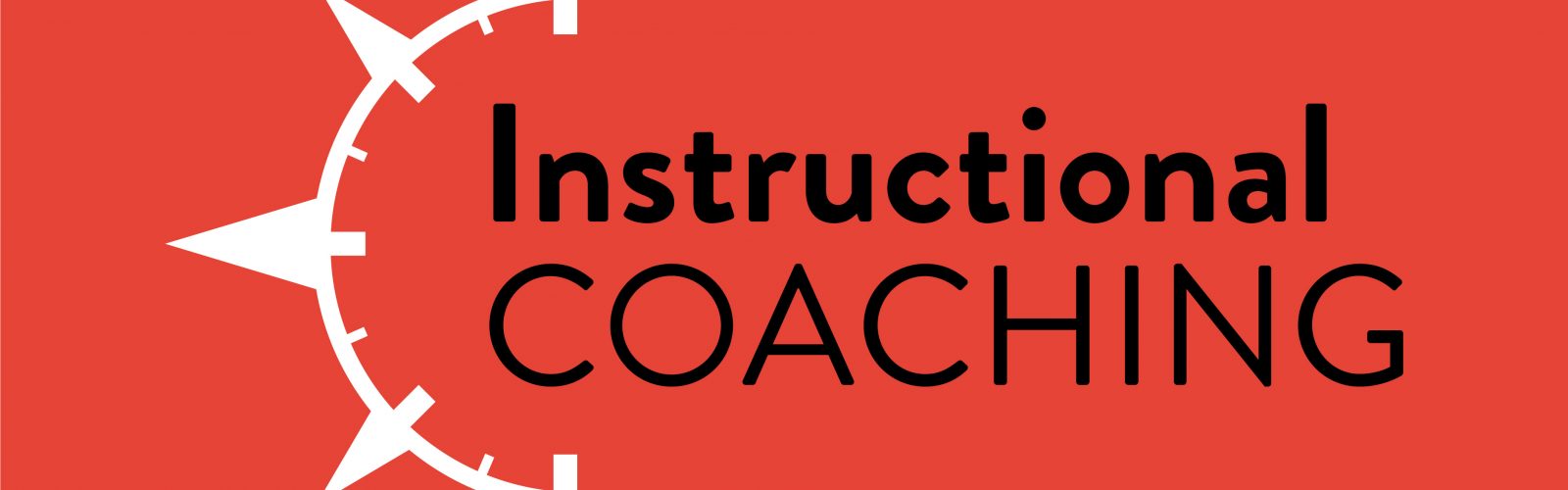 Red graphic with a white compass. The text reads, "Instructional Coaching".