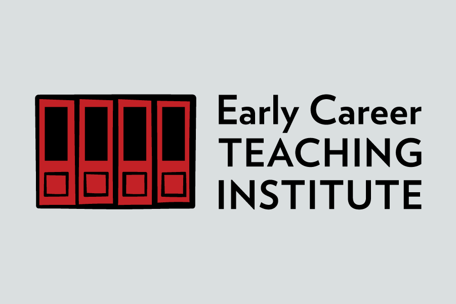 Early Career Teaching Institute graphic with red doors.