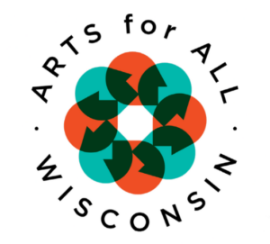 Arts for All Wisconsin logo with green and red head silhouettes in a circle