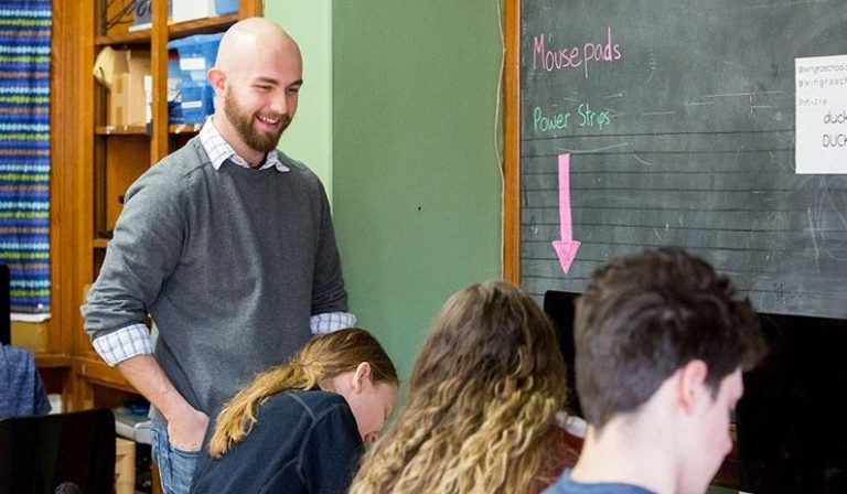 UW–Madison student completing student teaching experience in a middle school