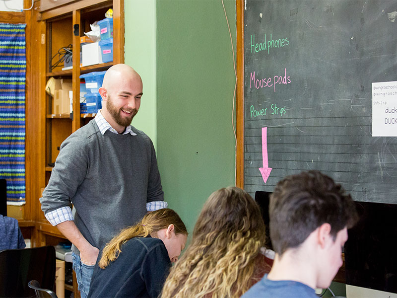 UW–Madison student completing student teaching experience in a middle school