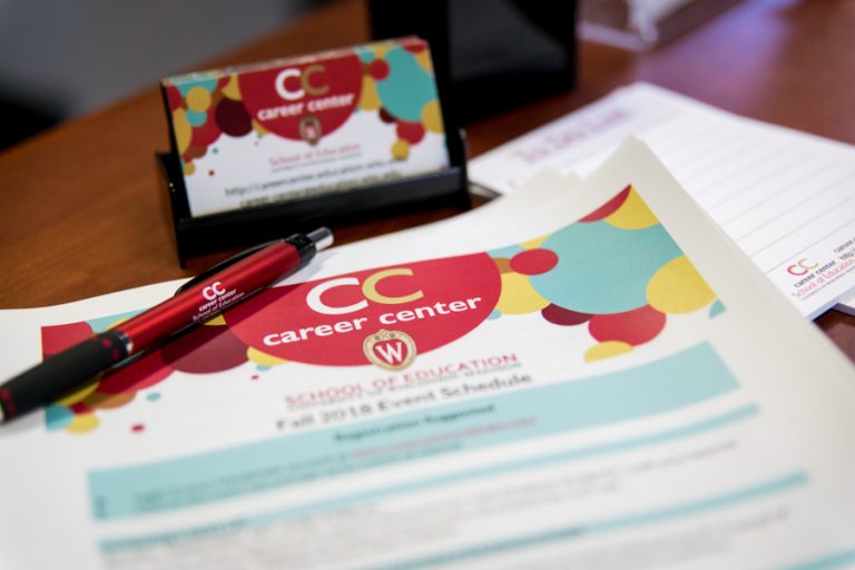 Photo of the Career Center flyers and business cards